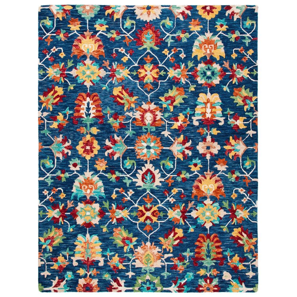 Handmade Red Wool Tufted Floral 9' x 12' Area Rug