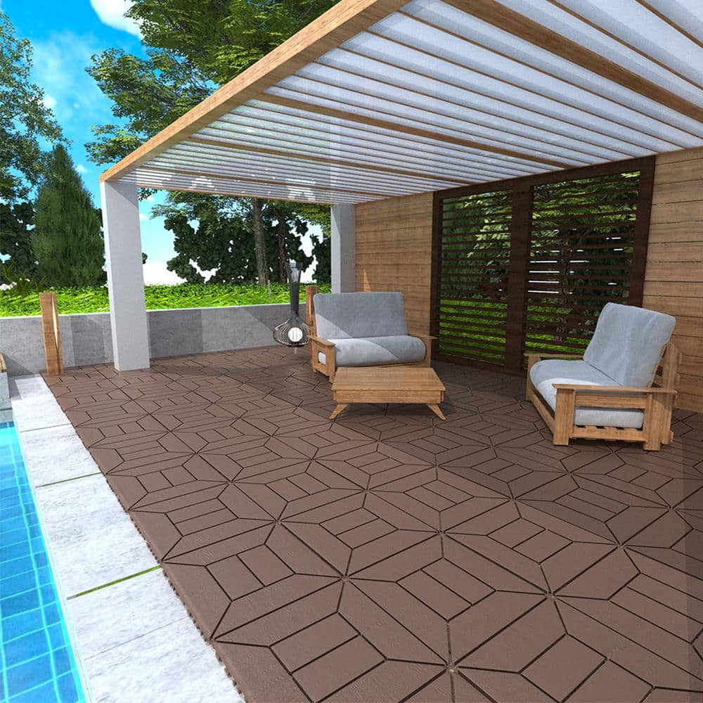 1 ft. x 1 ft. All-Weather Outdoor Plastic Interlocking Deck Tiles, Garage Floor Tiles in Brown Pattern 9(44 Per Case) price history on PriceWatchPro