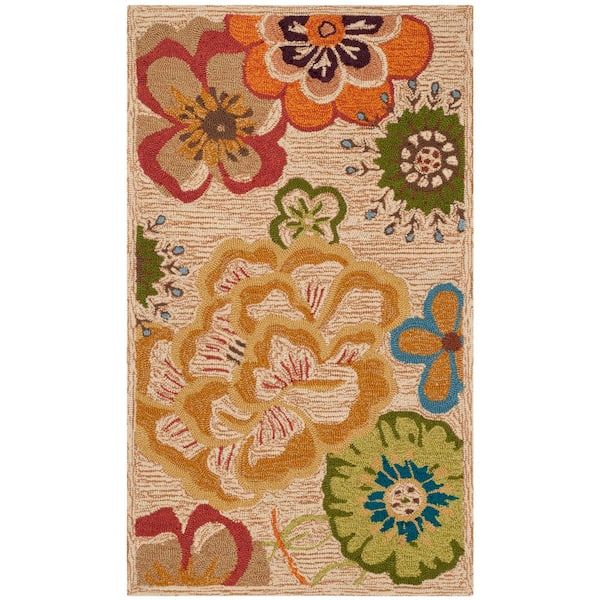 SAFAVIEH Four Seasons Beige/Red 2 ft. x 4 ft. Floral Area Rug