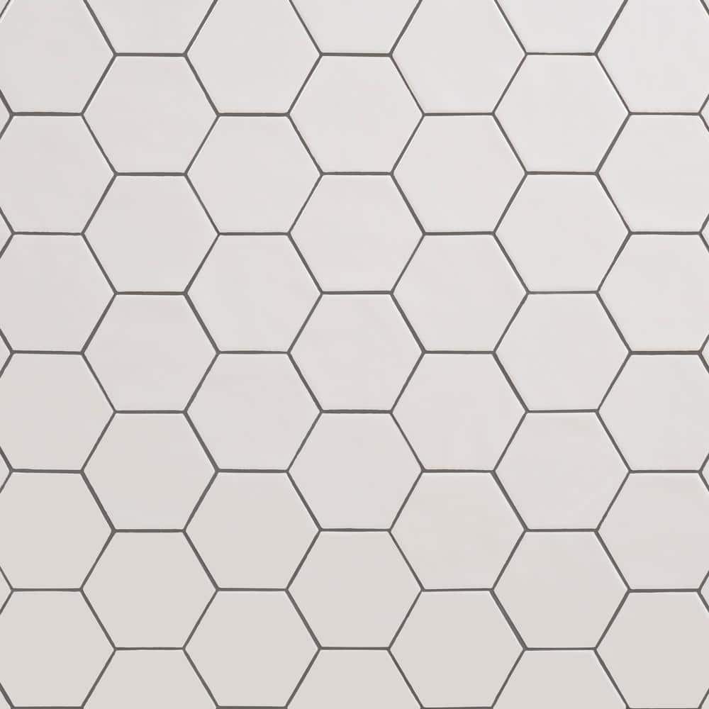 LuxeCraft White 4-1/4 in. x 4-7/8 in. Glazed Ceramic Hexagon Wall Tile (3 s