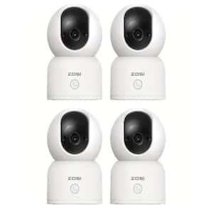 3MP 2K PTZ WiFi Plug-in Security Camera Baby Monitor, One Click Call, 2-Way Audio, Smart Detection, 2.4/5.0 GHZ - 4-Pack