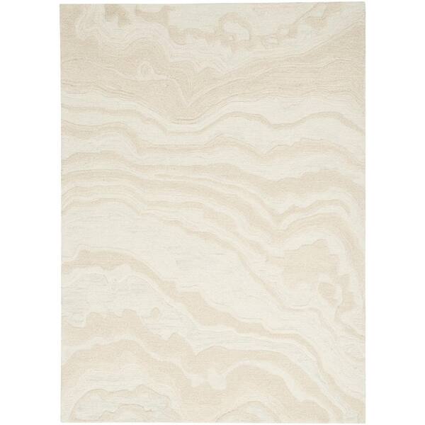 Nourison Graceful Ivory 5 ft. x 7 ft. Abstract Contemporary Area Rug ...