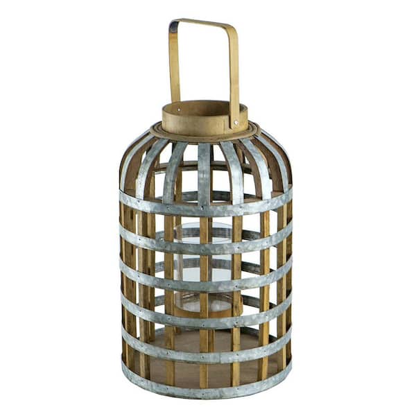 Unbranded 17.5 in. H Silver Metal Decorative Lantern Candle Lantern Holder for Home Garden Decor