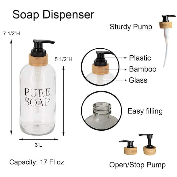  Soap Dispenser for Kitchen,17 OZ Matte Glass Dish Soap