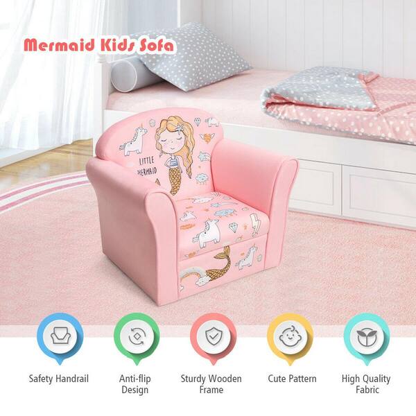 その他 Costway Kids Sofa Mermaid Pink Costway Blue Kids Mermaid Sofa Children Armrest Couch Upholstered
