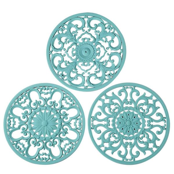 3-Pack Turquoise Extra Thick Food Safe Silicone Trivet Mat for Hot Dishes, Non-Slip and High Heat Resistant Mat