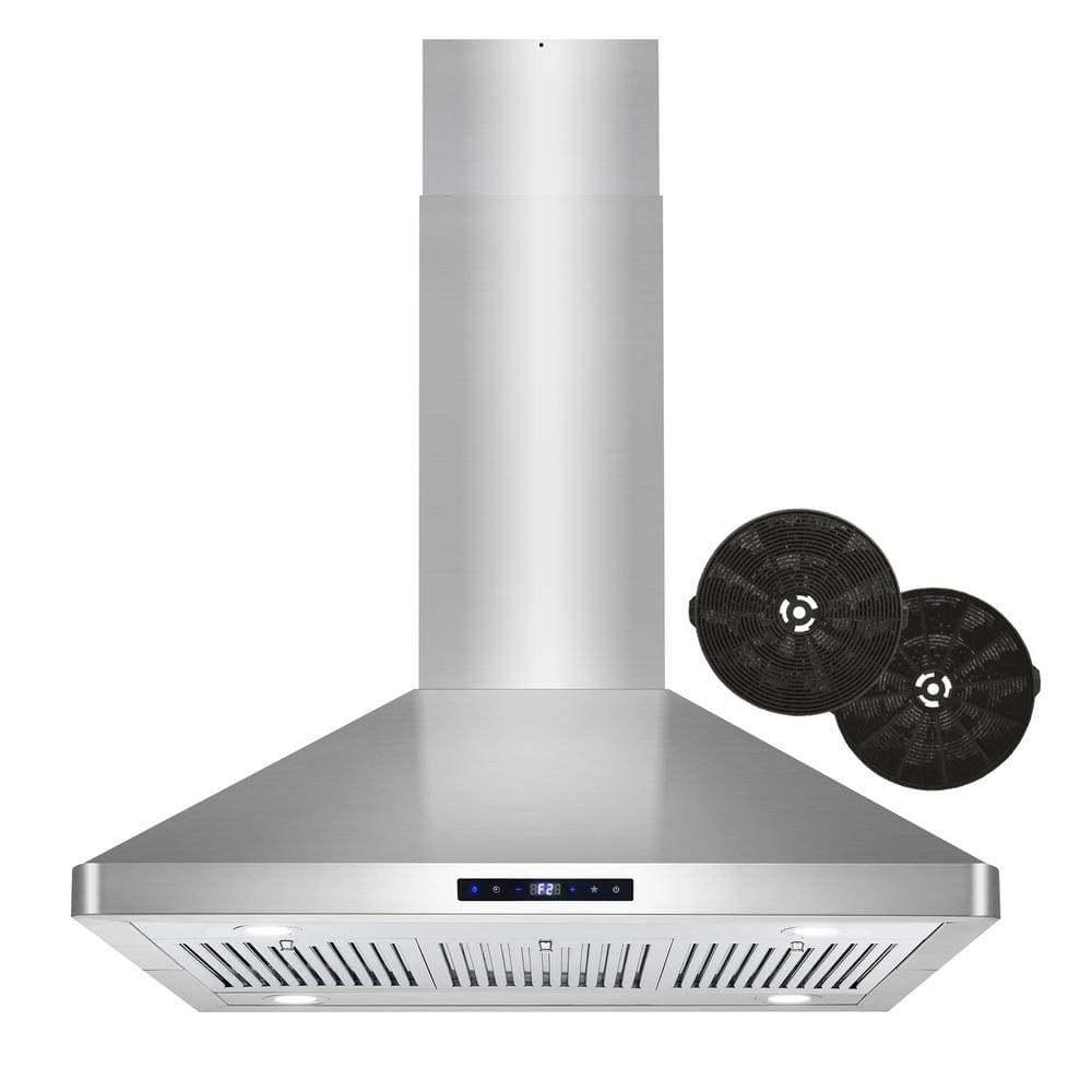 Cosmo 36 in. Ductless Island Range Hood with LED Lighting and Permanent Filters in Stainless Steel, Silver