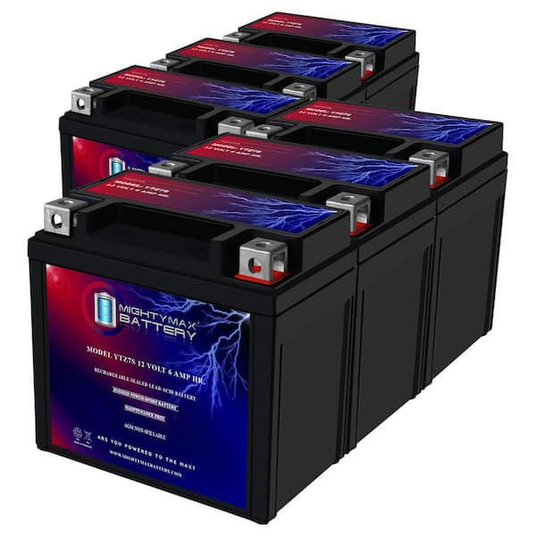 MIGHTY MAX BATTERY YTZ7S -12 Volt 6 AH, 130 CCA SLA AGM Motorcycle Battery - Pack of 6