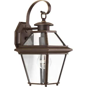 Burlington Collection 1-Light Antique Bronze Clear Beveled Glass New Traditional Outdoor Small Wall Lantern Light