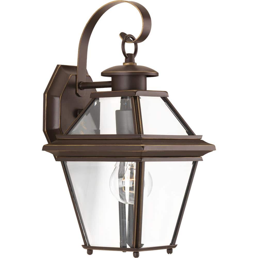 Burlington Collection 1-Light Antique Bronze Clear Beveled Glass New Traditional Outdoor Small Wall Lantern Light price history on PriceWatchPro