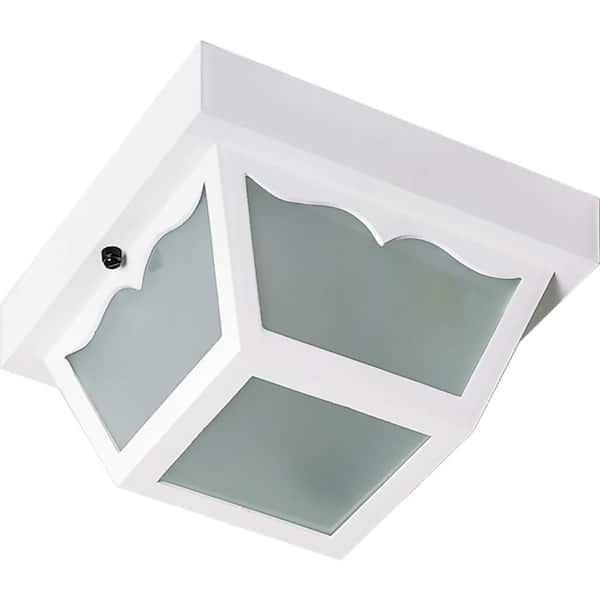 Nuvo White 2-Light Outdoor Flush Mount Light