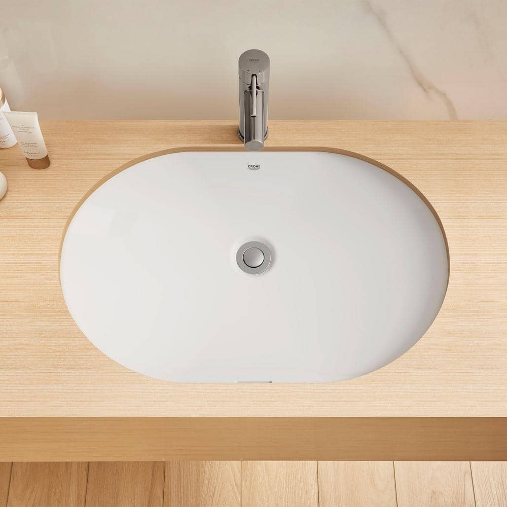 Essence Alpine White Oval Ceramic Undermount Bathroom Sink