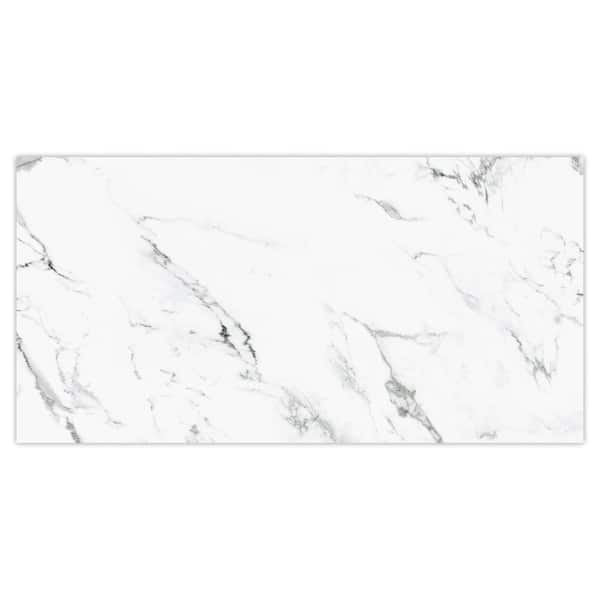 Merola Tile Timeless Calacatta 12 in. x 12-7/8 in. Porcelain Floor and Wall Take Home Tile Sample