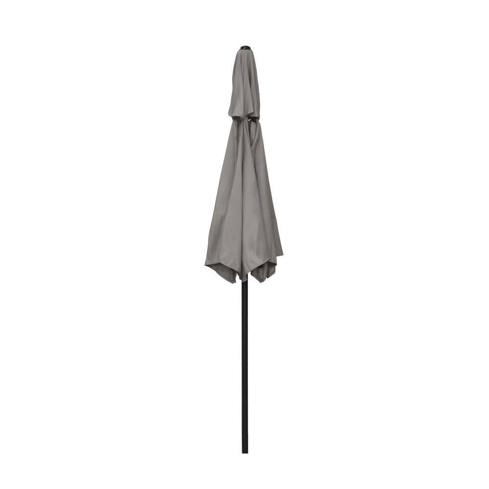 9 ft. Taupe Polyester Market Umbrella with Black Steel Pole