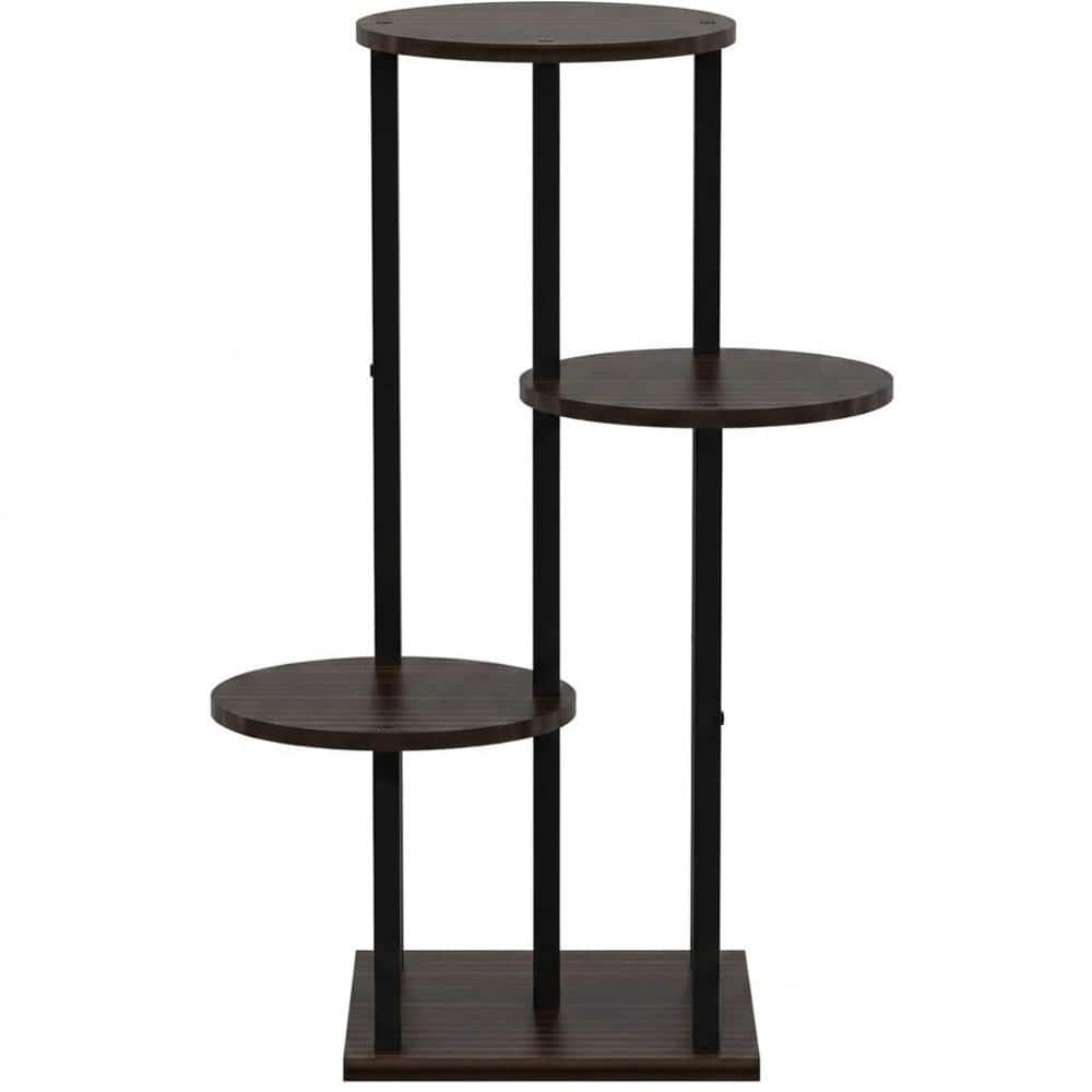 "31.8"" 4 Tier Round Wood Metal Plant Shelf Black Oak Indoor Outdoor Corner Rack" price history on PriceWatchPro