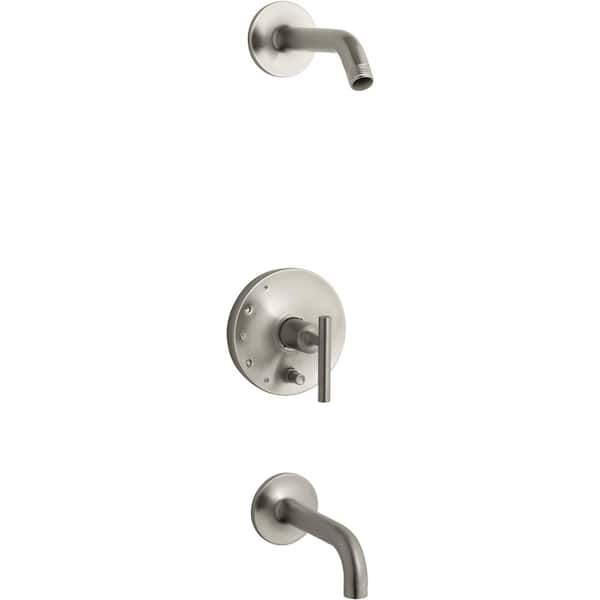 KOHLER Purist Lever 1-Handle Wall-Mount Trim Kit with Push Button Diverter in Vibrant Brushed Nickel (Valve Not Included)