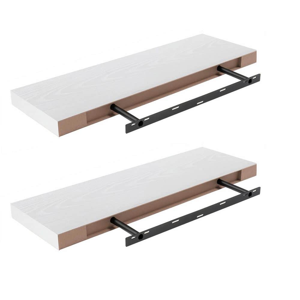 36 in. W x 12 in. D White Floating Shelves Decorative Wall Shelf (Set of 2)