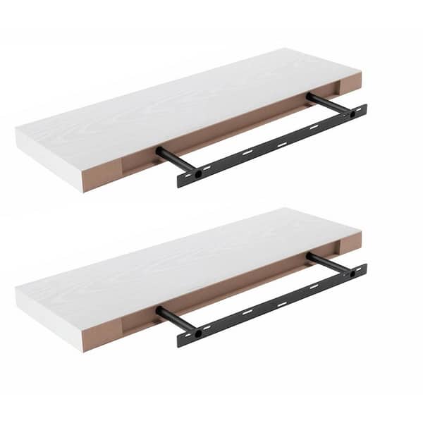 36 in. W x 12 in. D White Floating Shelves Decorative Wall Shelf (Set of 2)