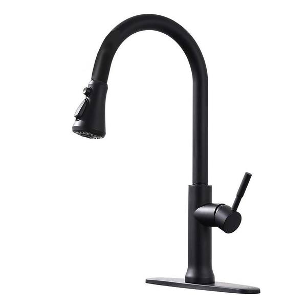 Single Handle Pull Down Sprayer Kitchen Faucet with Advanced Spray in Matte Black