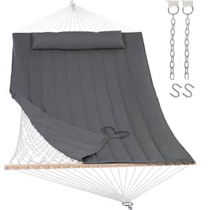 10 ft. to 14 ft. Outdoor Rope Hammock with Polyester Pad, 475 lbs. Capacity, Dark Gray