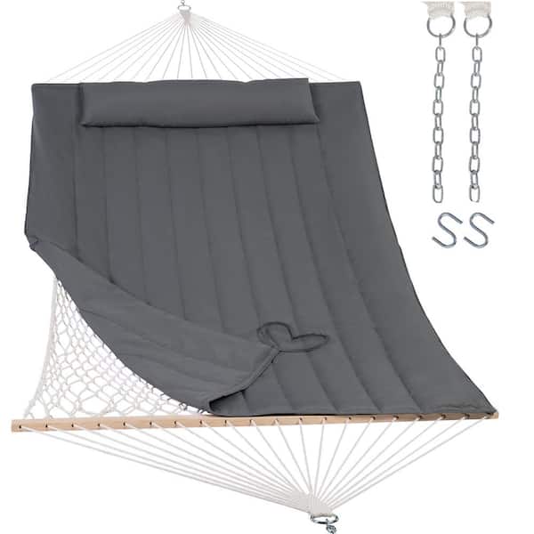 Atesun 10 ft. to 14 ft. Outdoor Rope Hammock with Polyester Pad, 475 lbs. Capacity, Dark Gray