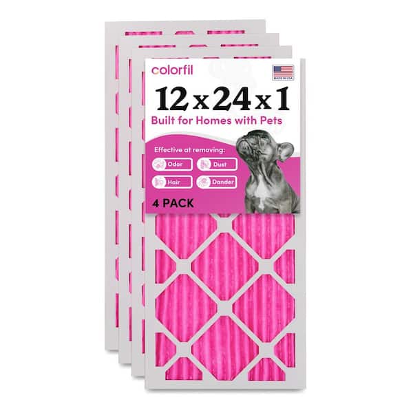 COLORFIL 12 in. x 24 in. x 1 in. Odor Removal and Color Changing Pleated Furnace Air Filter, MERV 8 (4-Pack)