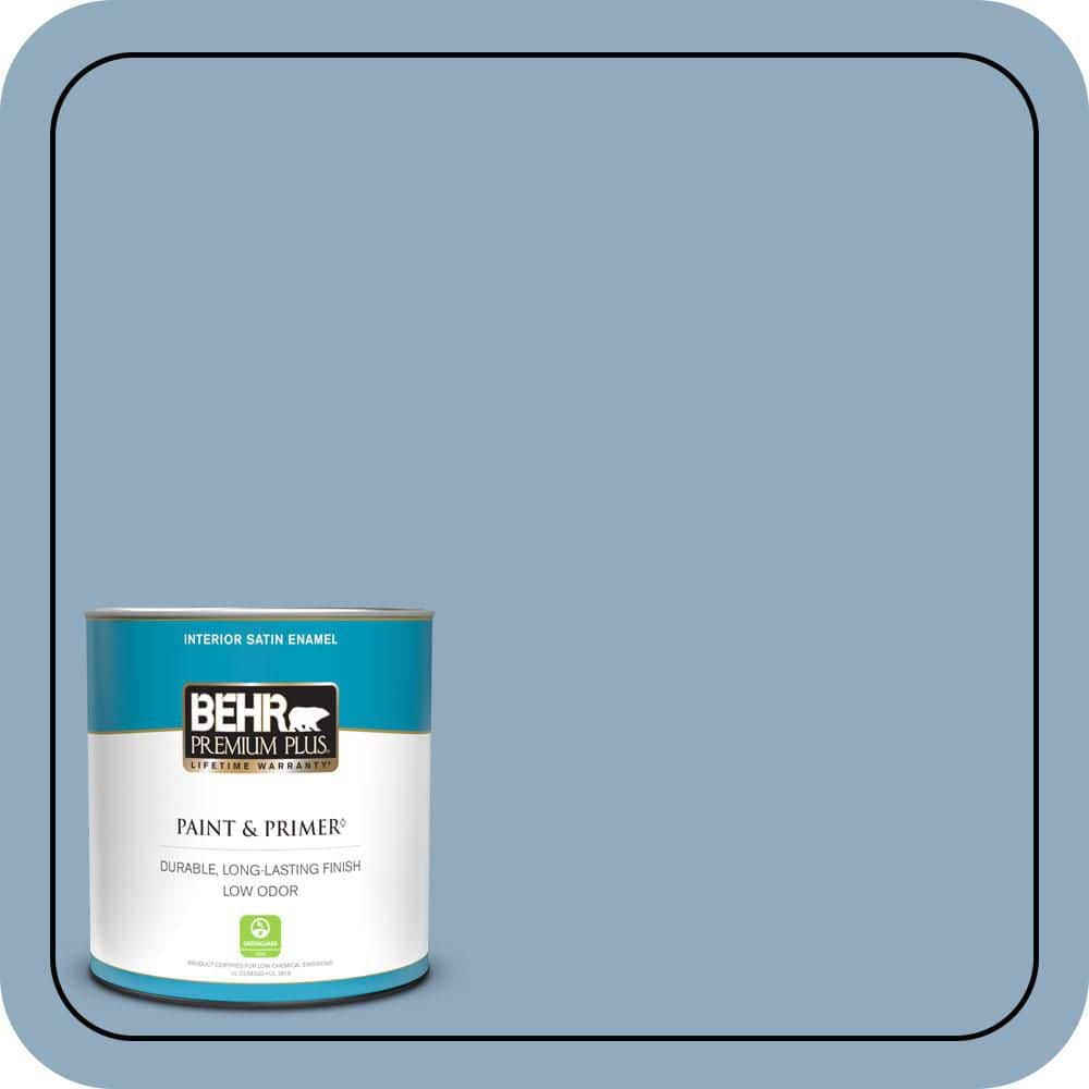 BEHR PREMIUM PLUS 1 qt. #BIC-10 Cotton Denim Satin Enamel Low Odor