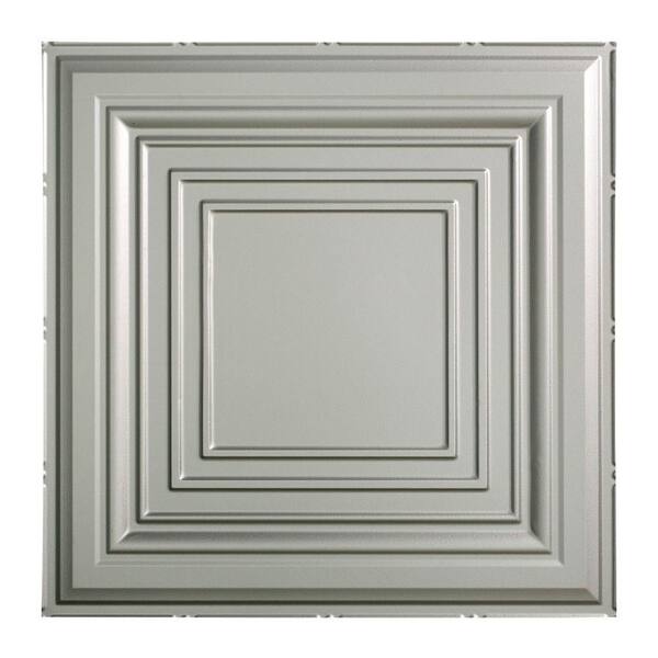 Fasade Traditional Style #3 2 ft. x 2 ft. Vinyl Lay-In Ceiling Tile in Argent Silver