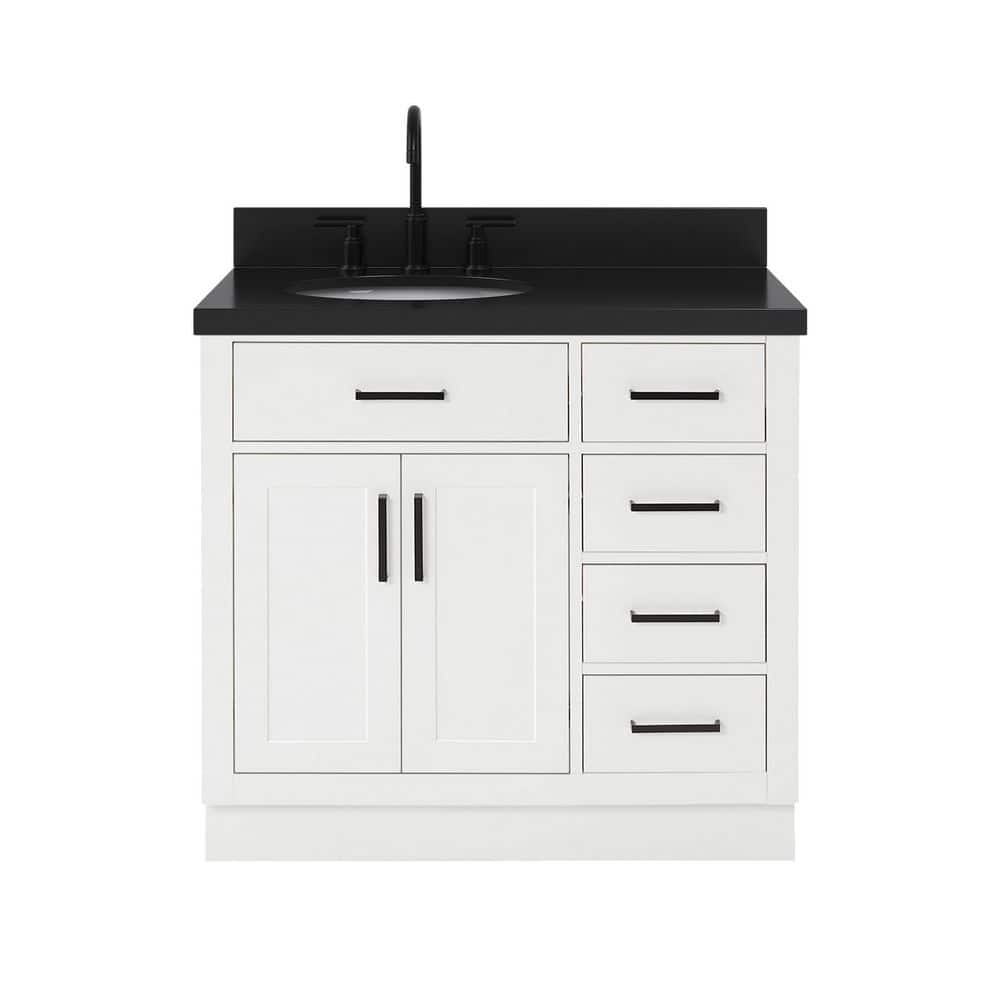Hepburn 36 in. Single Sink Freestanding Bath Vanity in White with Carbon Black Quartz Top price history on PriceWatchPro
