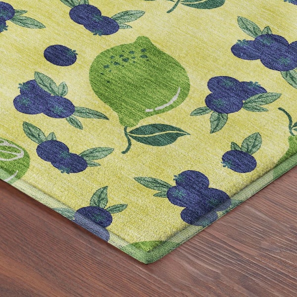 Mayfield Premium Machine Washable Abstract AMF2354 Yellow 2 ft. x 7 ft. Runner Rug