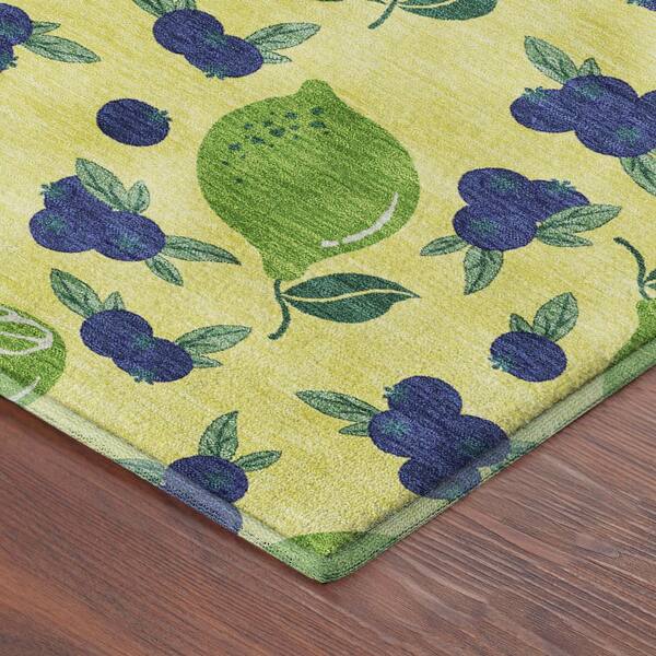 Mayfield Premium Machine Washable Abstract AMF2354 Yellow 8 ft. x 8 ft. Round Rug