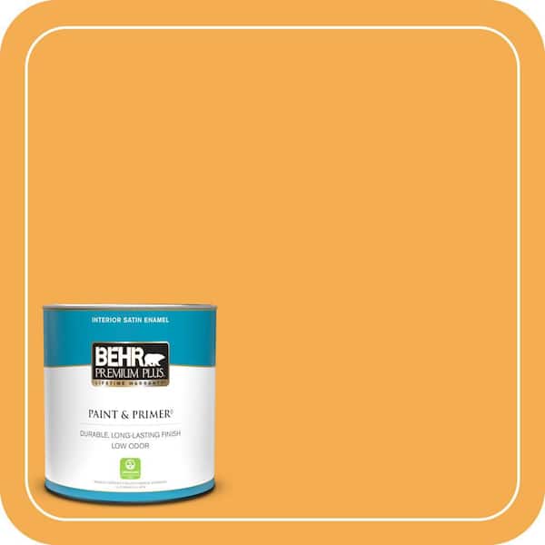 BEHR PREMIUM PLUS 1 qt. #290B-6 Squash Satin Enamel Low Odor Interior Paint & Primer