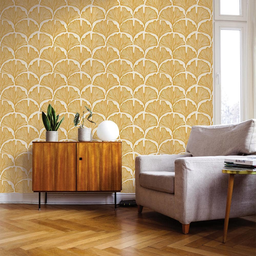 Golden Mustard Palm Self-Adhesive Removable Wallpaper Roll