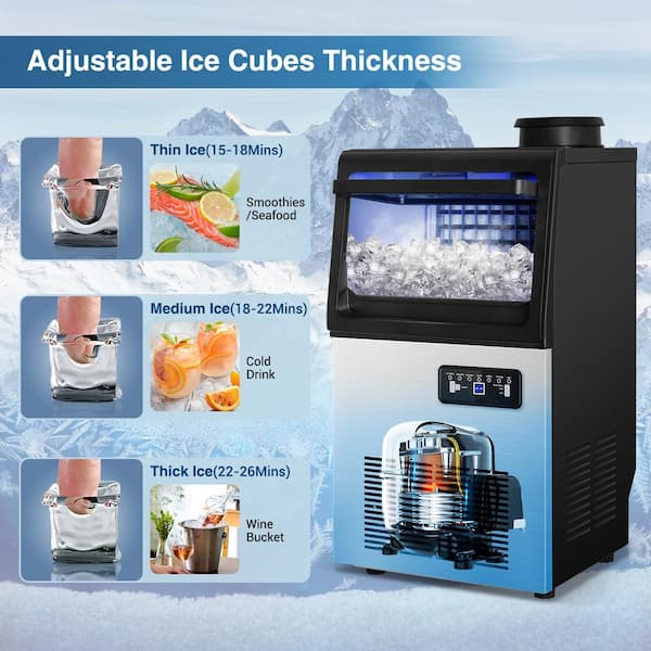 TITTLA 13.5 in. 100 lbs./24H Ice Maker Freestanding 3000 Plus Full Size Ice Cubes per day with Interior Blue LEDs in Black SLM32T