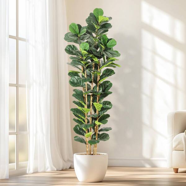 Garvee 7FT Artificial Fiddle Leaf Fig Tree with White Pot