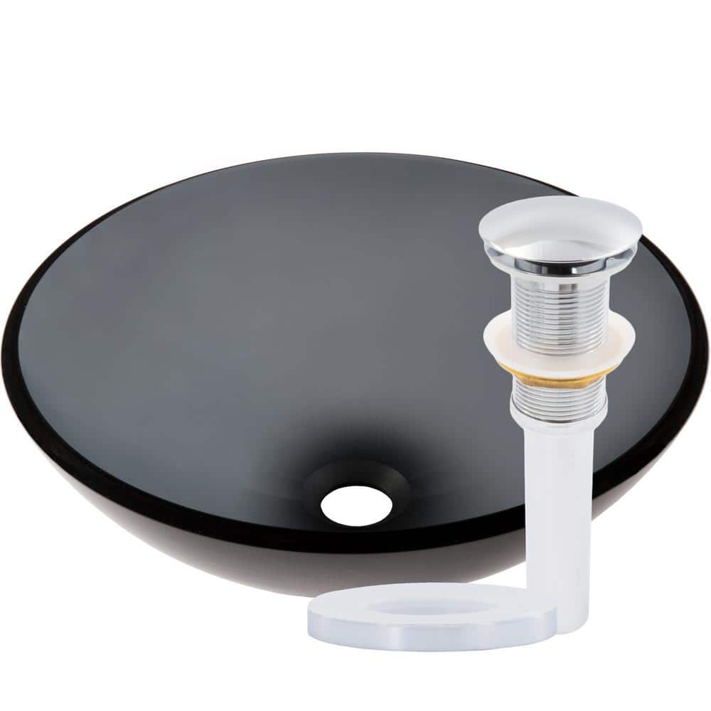 Nera 16.5 in. Round Vessel Bathroom Sink in Gray Tempered Glass with Drain in Chrome price history on PriceWatchPro