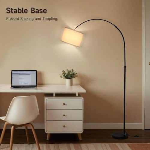 72 1-Light Black Modern Adjustable Arc Floor Lamp with Fabric