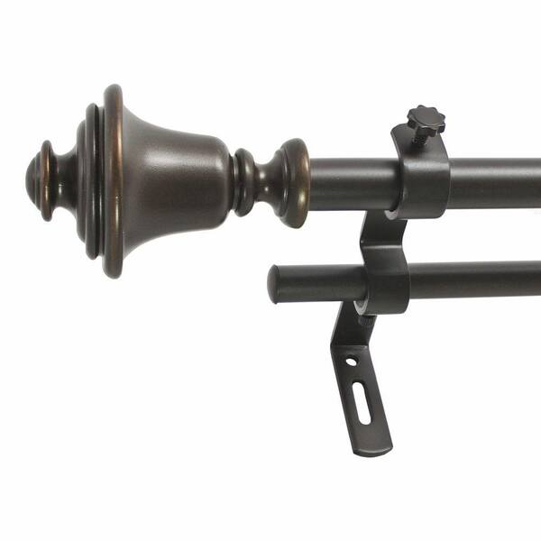 Montevilla Bell 26 in. - 48 in. Adjustable Double Curtain Rod 5/8 in. in Vintage Bronze with Finial