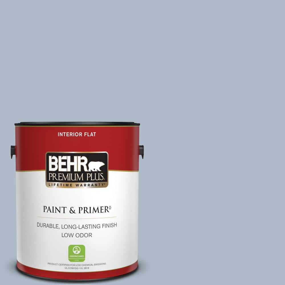 BEHR PREMIUM PLUS 1 gal. #PPU15-16 Simply Blue Flat Low Odor Interior Paint  & Primer 105001 - The Home Depot