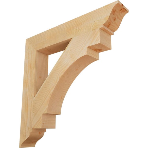 Ekena Millwork 6 in. x 38 in. x 38 in. Douglas Fir Merced Traditional Rough Sawn Bracket