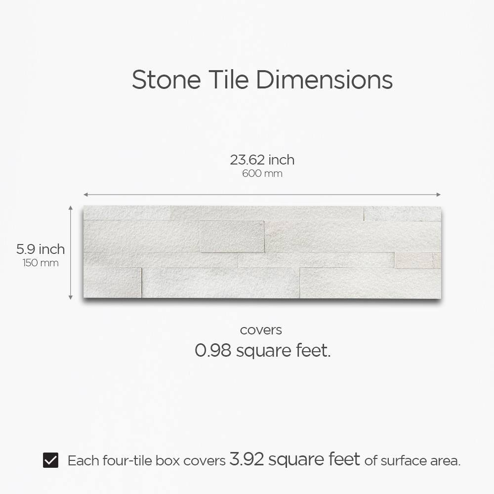 Stone White Rectangular Peel and Stick Mosaic Tile