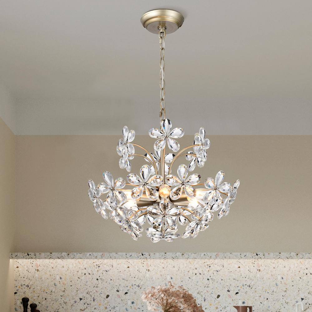 Rosa 6-Light Champagne Flower Crystal Chandelier