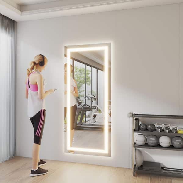 32 in. W x 72 in. H Wall-Mounted Full-Length Mirror LED Light Dresser Mirror Full Body Mirror