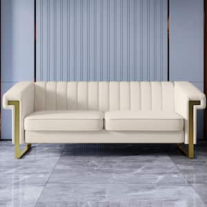 Reflect Style 84 in. Square Arm 3-Seater Sofa in Beige