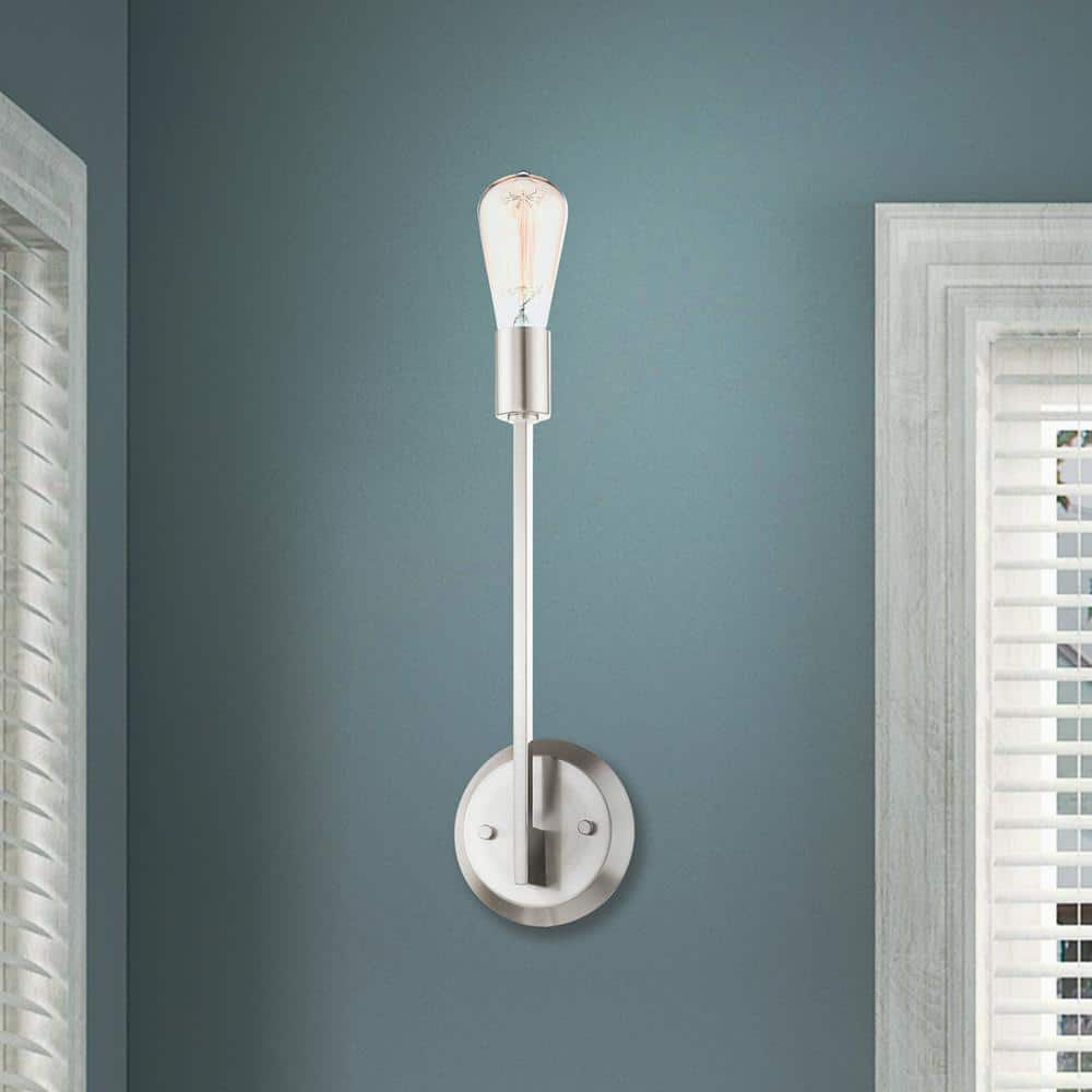 Prague Brushed Nickel 16" Contemporary Crystal Rod Sconce