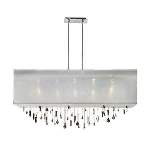 Finishing Touches 007 5-Light Assorted Shape Crystal and Polished Chrome Chandelier W White Rectangular Shade