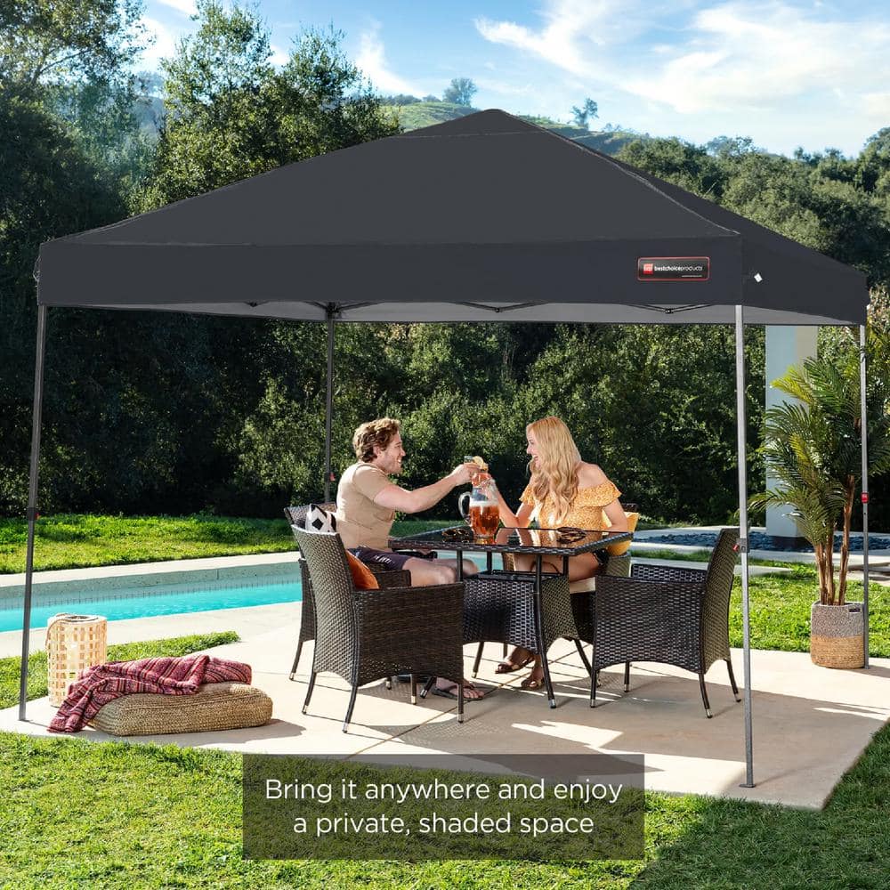 Gray 10x10ft Steel Pop-Up Canopy Tent with Wheeled Case