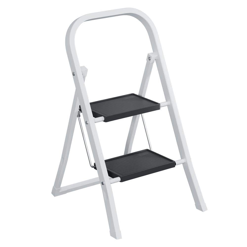2-Step Steel Step Stool Ladder (6ft. Reach Height) 330 lbs. Load Capacity, 