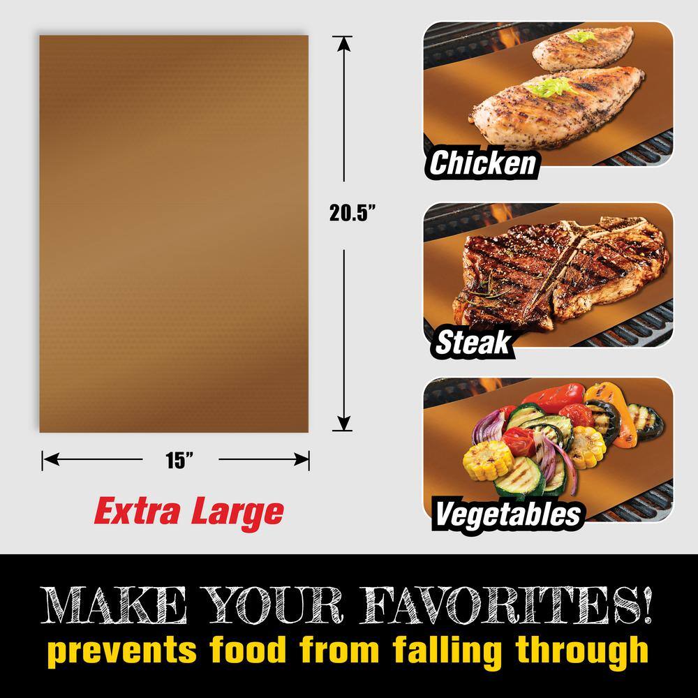 Copper Non-Stick Grill and Baking Mats Set of 3