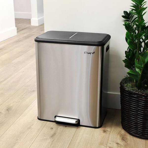 Elama 60 Liter 2 Compartment Large 8 Gal. Split Stainless Steel